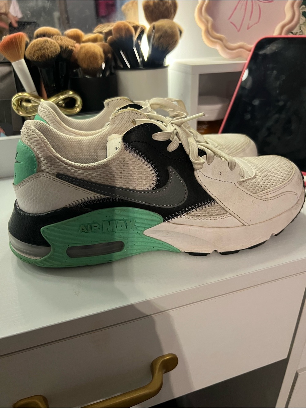Nike Kids Air Max Sneaker - White, Black & Mint Green